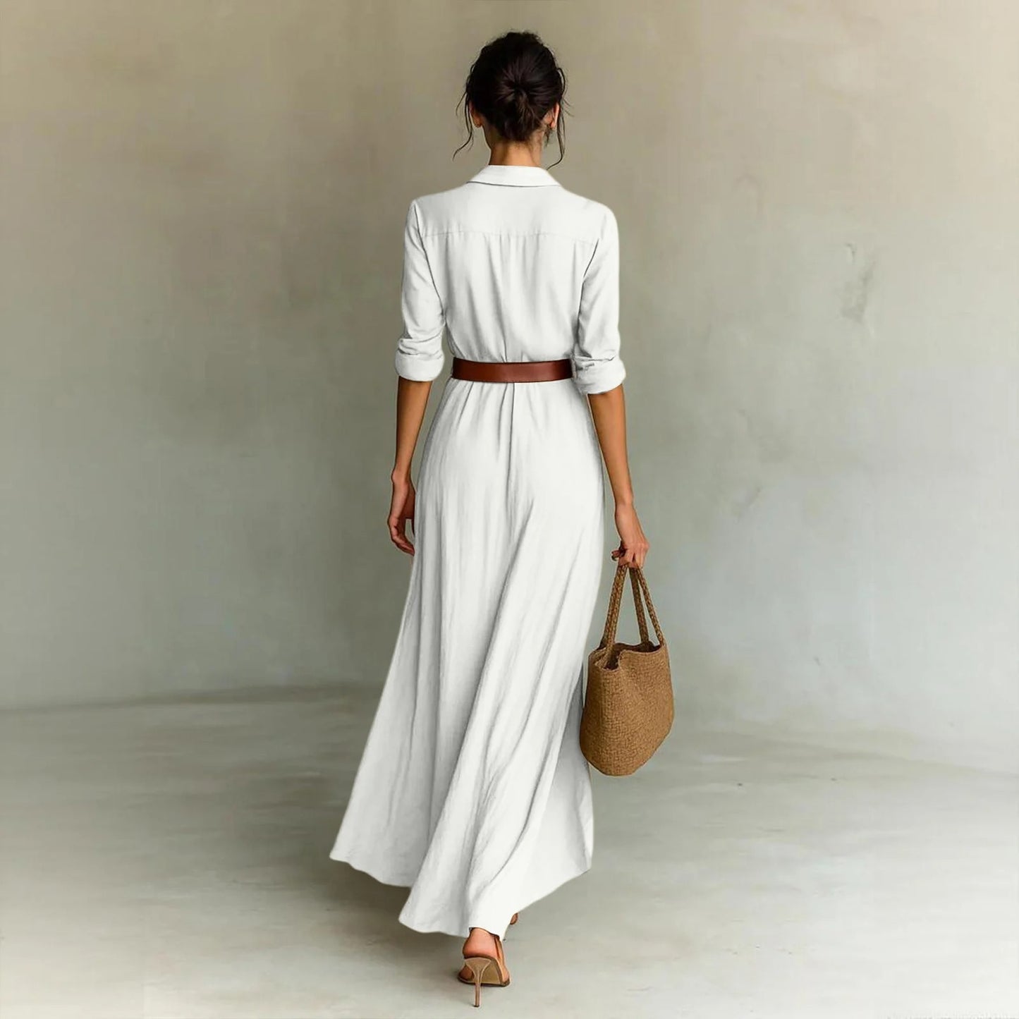 IRIS - Abito lungo drappeggiato con cintura